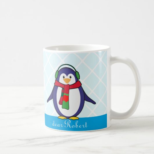 Niedliche Penguin Weihnachten mit Ihrem Namen Kaffeetasse (Rechts)