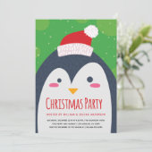 Niedliche Penguin Weihnachten Party Einladung (Stehend Vorderseite)