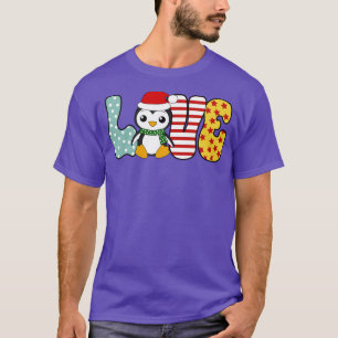 Niedliche Penguin Weihnachtsmannmütze Liebe Weihna T-Shirt