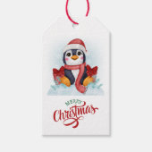 Niedliche Penguin Weihnachtsmannmütze Weihnachten Geschenkanhänger (Vorderseite)