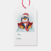 Niedliche Penguin Weihnachtsmannmütze Weihnachten Geschenkanhänger (Rückseite)