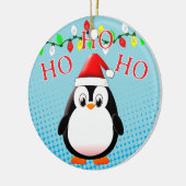 Niedliche Penguin Weihnachtsmannmütze Weihnachtsbe Keramik Ornament (Links)