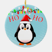 Niedliche Penguin Weihnachtsmannmütze Weihnachtsbe Keramik Ornament (Hinten)
