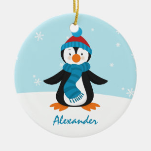 Niedliche Penguin-Weihnachtsverzierung Keramikornament