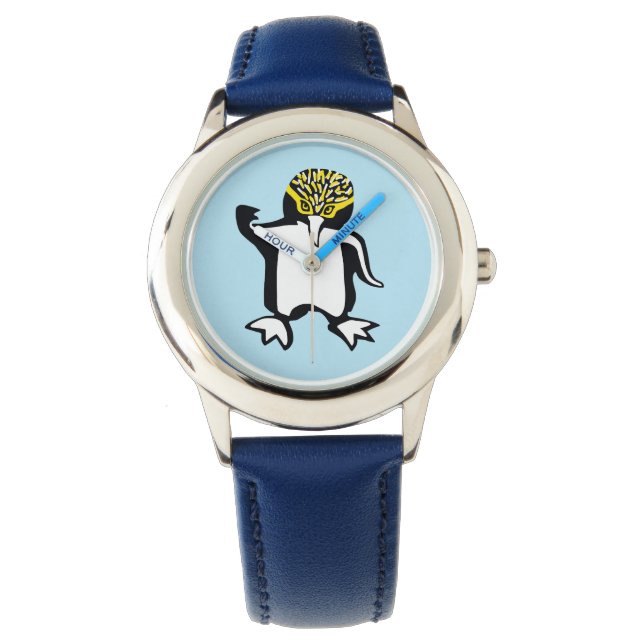 Niedliche PENGUIN - Wildnis - Ocean Blue watch Armbanduhr (Vorderseite)