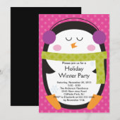 Niedliche Penguin-Winter-Party Einladung (Vorne/Hinten)