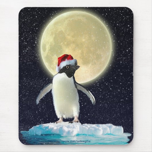 Niedliche Penguin & Wintermond Weihnachtsmousepad Mousepad (Vorne)
