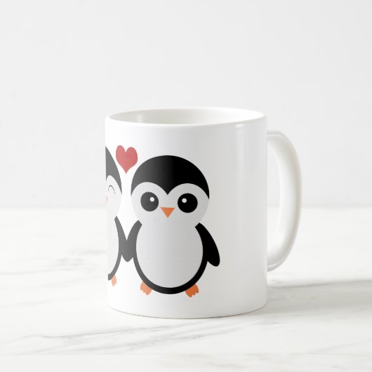 Niedliche Penguinpaar-Tasse Kaffeetasse (VorderseiteRechts)