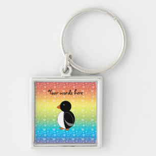 Niedliche Penguinregenbogenherzen Schlüsselanhänger