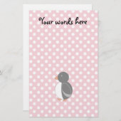 Niedliche Penguinrosa-Polkapunkte Briefpapier (Vorne/Hinten)