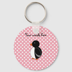 Niedliche Penguinrosa-Polkapunkte Schlüsselanhänger
