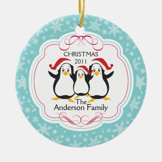 Niedliche Penguins-Familie Verzierung der Keramik Ornament (Vorne)
