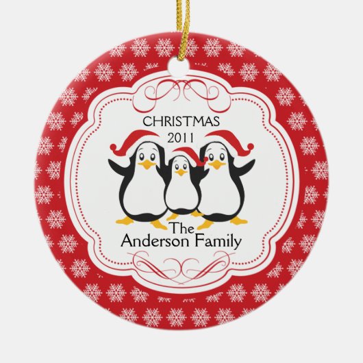 Niedliche Penguins-Familie Verzierung der Keramik Ornament (Vorne)