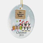 Niedliche Penguins-Familie Verzierung der Keramik Ornament (Rechts)