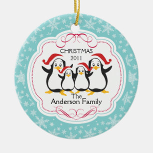 Niedliche Penguins-Familie Verzierung der Keramikornament