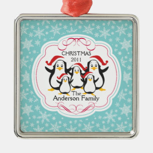 Niedliche Penguins-Familie Verzierung der Ornament Aus Metall