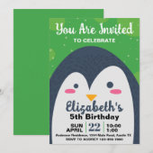 Niedliche Penquin Geburtstagsparty Einladung (Vorne/Hinten)