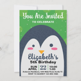 Niedliche Penquin Geburtstagsparty Einladung