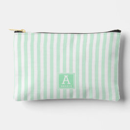 Niedliche Peppermint-Grünstreifen Mit Monogramm An Zubehörtasche