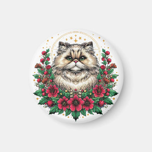 Niedliche persische Katze, florale persische Kitty Magnet