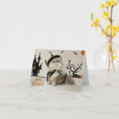 Niedliche persische Katze zu Halloween Karte (Gelbe Blume)