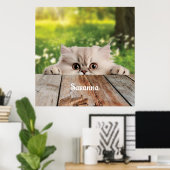 Niedliche Persische Peeking-Katze Poster (Heimbüro)