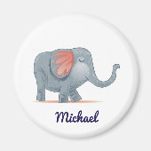 Niedliche personalisierbare Graurosa Elefant Magnet (Vorne)