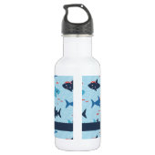 Niedliche personalisierbare lustige Haie mit Pirat Edelstahlflasche (Rückseite)