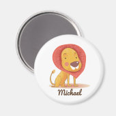 Niedliche personalisierbare YELLOW ORANGE Lion Magnet (Vorderseite/Rückseite)