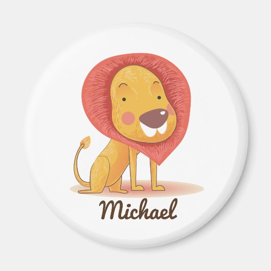Niedliche personalisierbare YELLOW ORANGE Lion Magnet (Vorne)