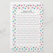 Niedliche Personalisiert rosa Lila blaue Punkte au Briefpapier (Vorne/Hinten)