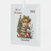 Niedliche Personalisierte 1. Weihnachtskühe Ornament Aus Glas (Vorderseite links)