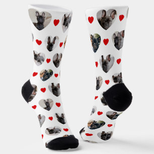 Niedliche Personalisierte 6 herzerreißförmige Foto Socken