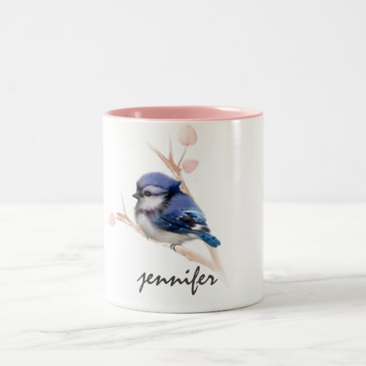 Niedliche Personalisierte Baby Blue Jay Bird Tasse (Mittel)