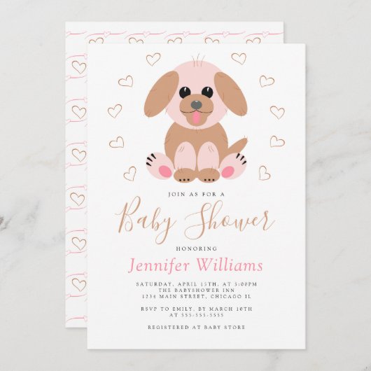 Niedliche Personalisierte Babydusche Einladung (Vorne/Hinten)