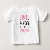 Niedliche Personalisierte Big Sister Baby T-shirt (Vorderseite)