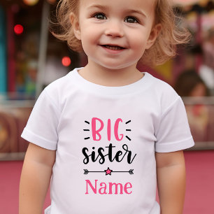 Niedliche Personalisierte Big Sister Baby T-shirt