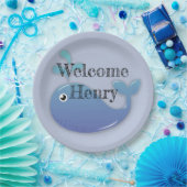 Niedliche Personalisierte Blue Whale Baby Dusche Pappteller (Party)