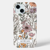 Niedliche Personalisierte Boho Floral-Wildblume Case-Mate iPhone Hülle (Rückseite)