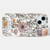Niedliche Personalisierte Boho Floral-Wildblume Case-Mate iPhone Hülle (Rückseite (Horizontal))
