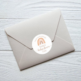 Niedliche Personalisierte Boho Rainbow Baby Dusche Runder Aufkleber