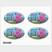 Niedliche Personalisierte Buchplatte Ovaler Aufkleber (Blatt)