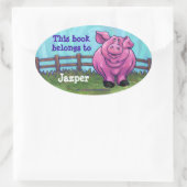 Niedliche Personalisierte Buchplatte Ovaler Aufkleber (Tasche)