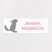 Niedliche personalisierte Chinchilla Cartoon Schul Etiketten (Design 1)