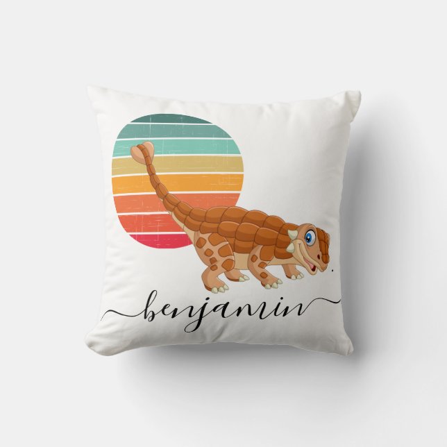 Niedliche Personalisierte Dinosaurier-Babydusche Kissen (Vorderseite)