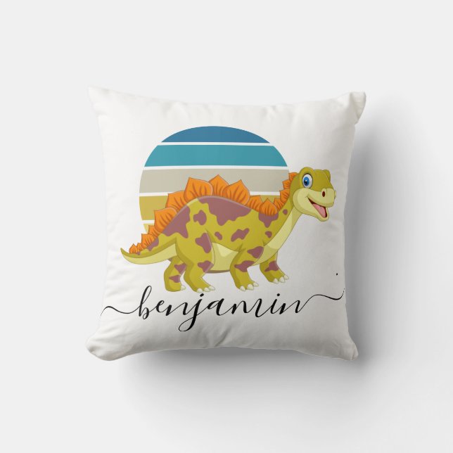 Niedliche Personalisierte Dinosaurier-Babydusche Kissen (Vorderseite)