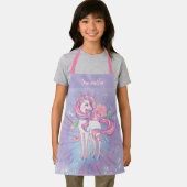 Niedliche Personalisierte Einhornmädchen Rose & Sc Schürze (Insitu)