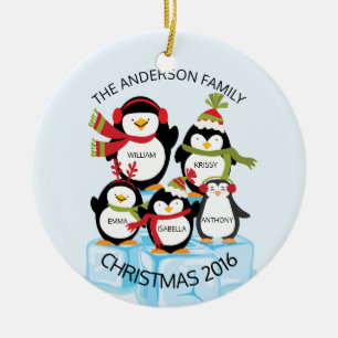NIEDLICHE personalisierte Familie von 5 Keramik Ornament
