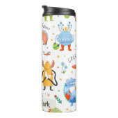 Niedliche Personalisierte Farbige Dinosaurier Alie Thermosbecher (Nach rechts gedreht)
