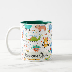 Niedliche Personalisierte Farbige Dinosaurier Alie Zweifarbige Tasse